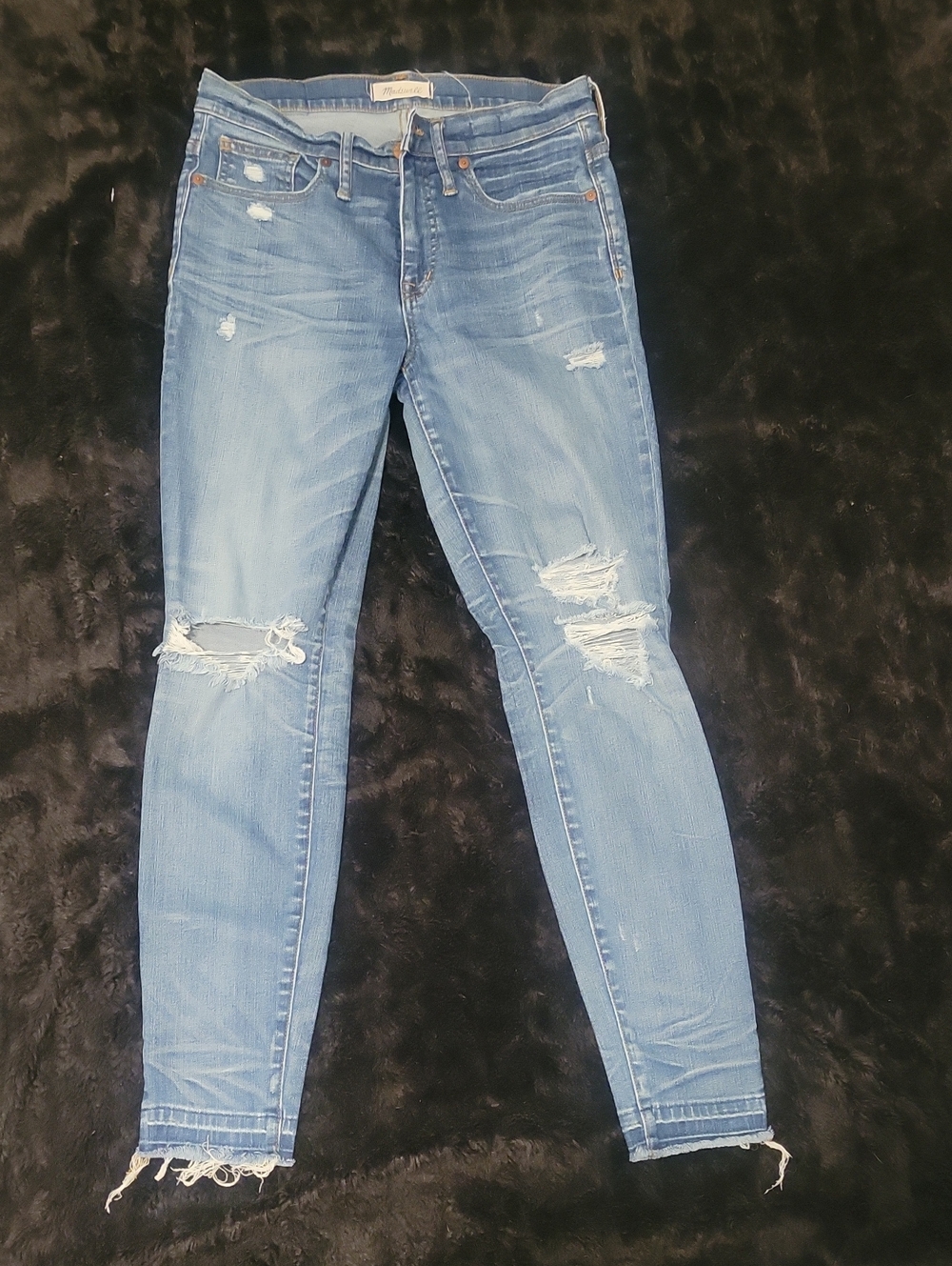Madewell Medium Blue Ripped Skinny Jeans